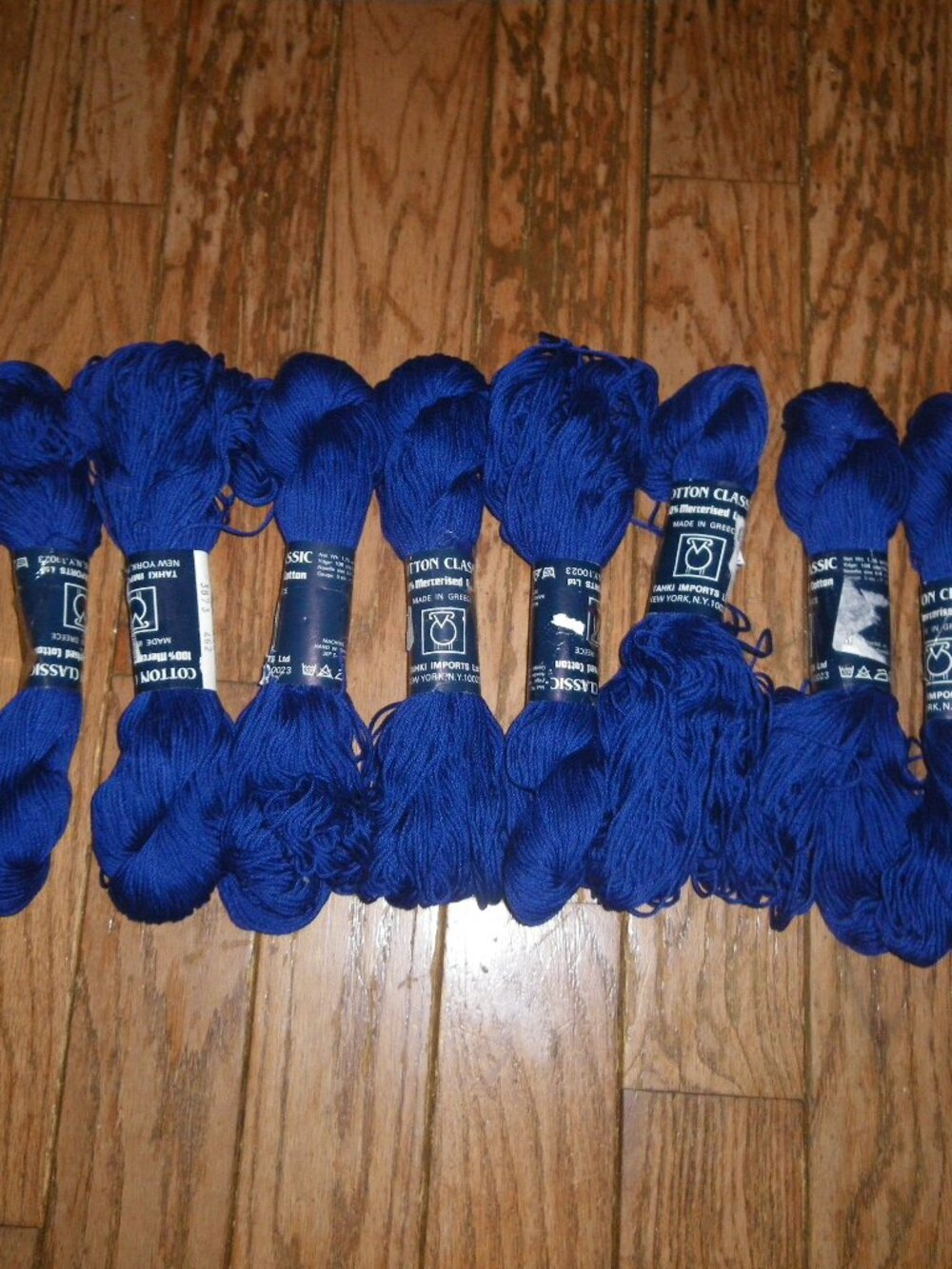 8 Hanks Tahki Imports Cotton Classic Yarn - Color Royal Blue - 108 yds.